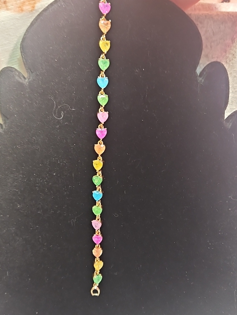Colorful Heart Link Bracelet - Multicolor 14k Gold Filled